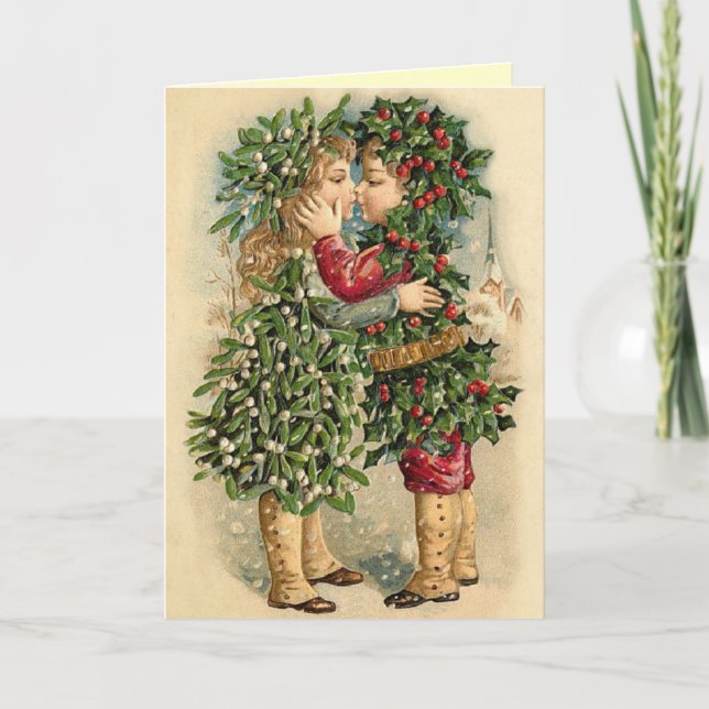 Carte victorienne de baiser de Noël (Devant)