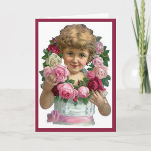 Carte victorienne de guirlande de rose