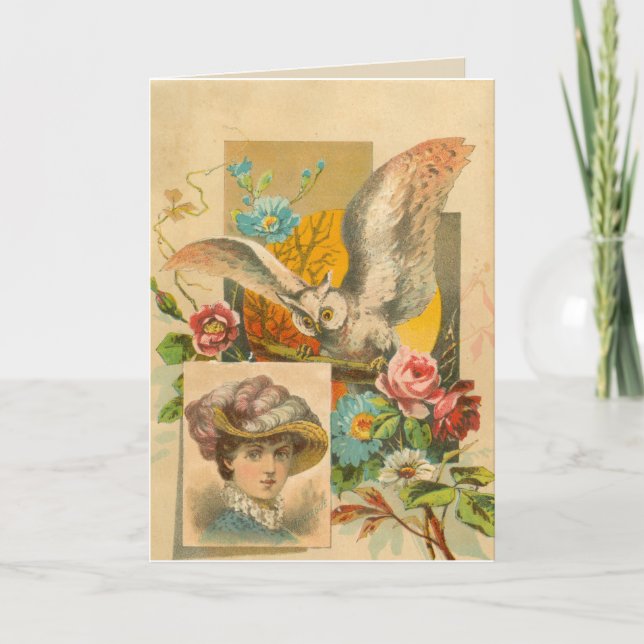 Carte victorienne de hibou (Devant)
