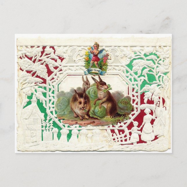 Carte victorienne de Valentine - 3 lapins (Devant)