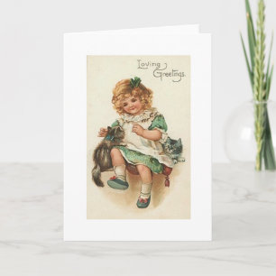 Carte victorienne du jour de St Patrick de fille