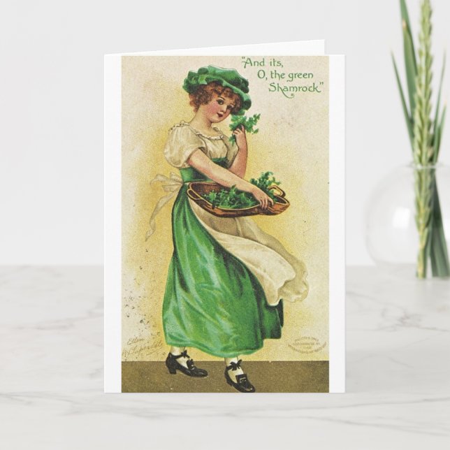 Carte victorienne du jour de St Patrick vert de (Devant)