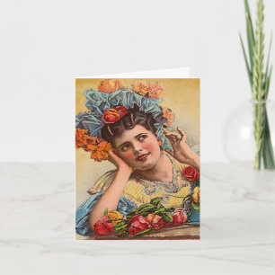 Carte Victorienne et Rose vintage Valentine's Day
