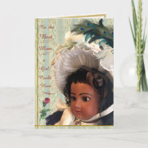 Carte victorienne pour maman avec poupée noire