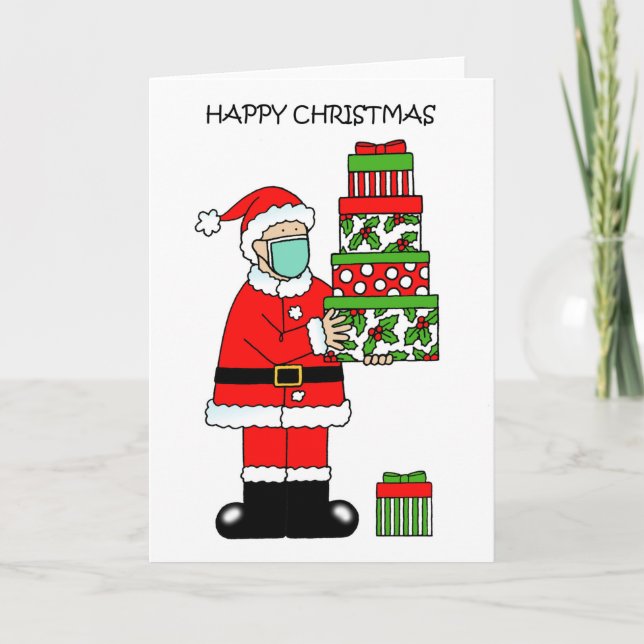 Carte Vidéo 19 Cartoon Père Noël dans un masque facial (Devant)