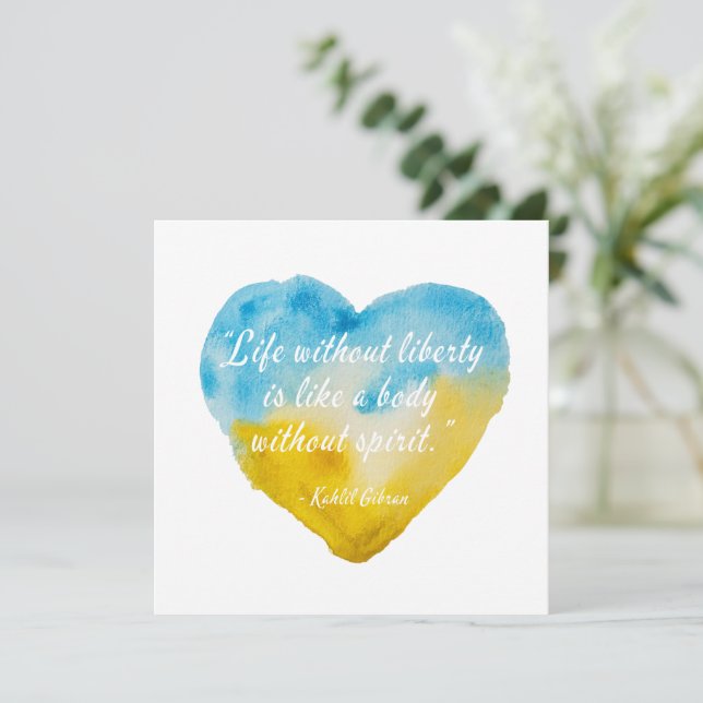 Carte Vie Sans Liberté Citation Ukraine Coeur (Debout devant)