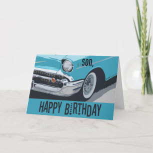 Carte Vieil anniversaire de Chevy dans le bleu pour tout