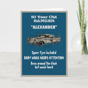 Carte Vieille 50e anniversaire Joke Vintage Car drôle