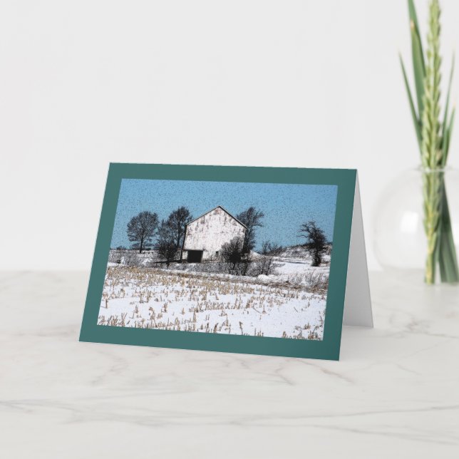 Carte Vieille grange en bois blanche avec les cornstalks (Devant)