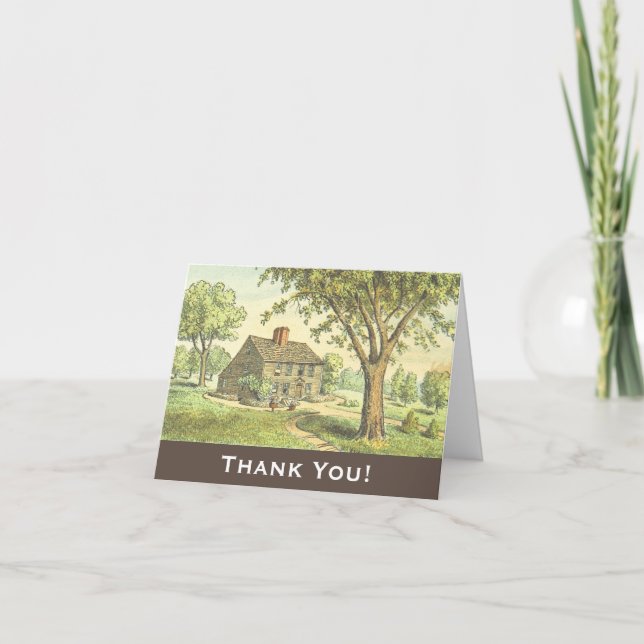 Carte Vieille Maison de campagne rustique "Merci" ! (Devant)