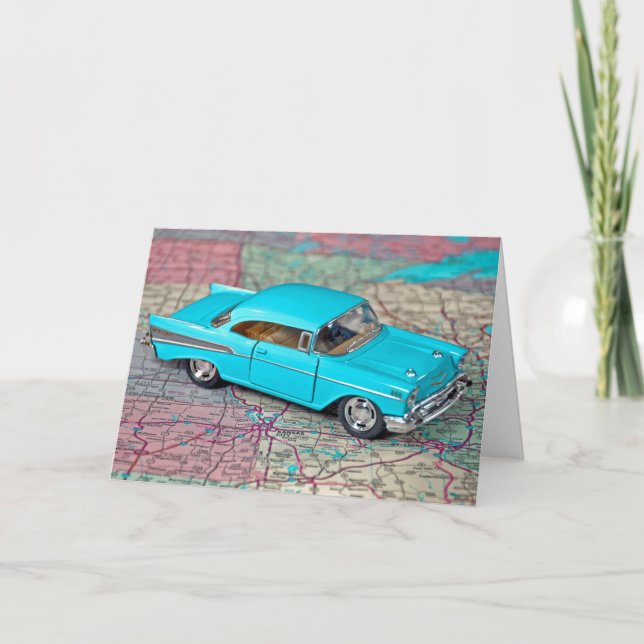 Carte Vieille voiture 1957 pour Fête des pères (Devant)
