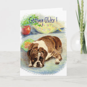 Carte Vieillir ! Humour Boxer Chien Salutation