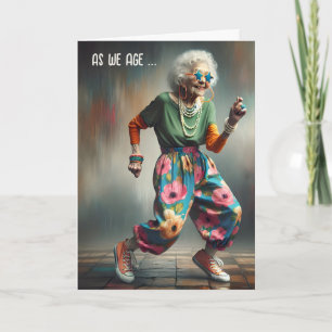 Carte Vielle Dame Danser Vieille Anniversaire