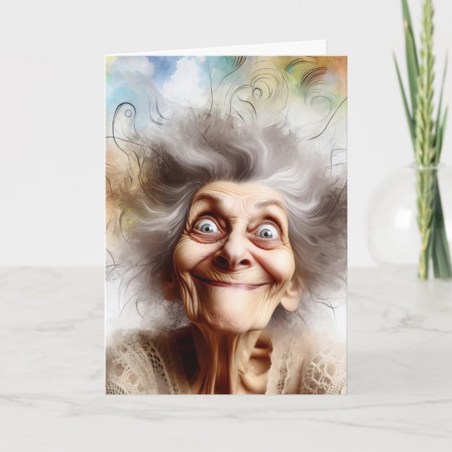 Carte Vielle dame stressée pour penser à vous (Devant)