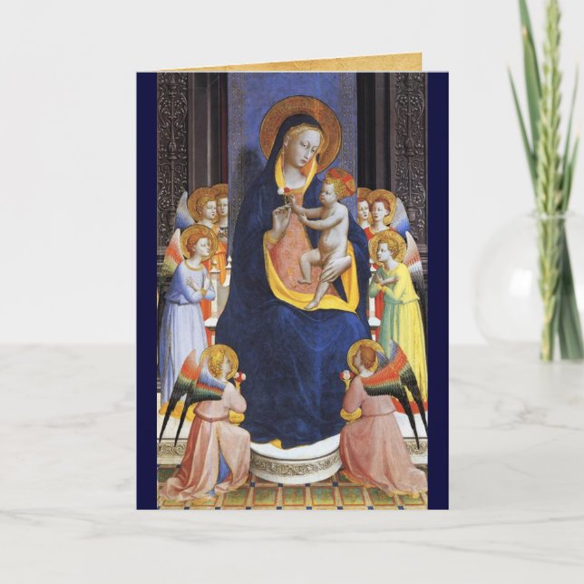 Carte VIERGE AVEC ANGELS ET SAINTS POUR ENFANTS, Sapphir (Devant)
