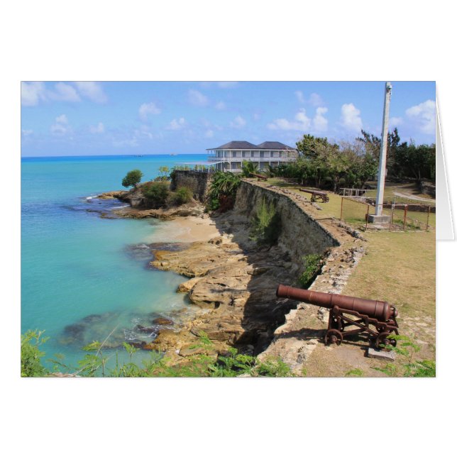 Carte vierge avec image de Fort James à Antigua (Devant Horizontal)