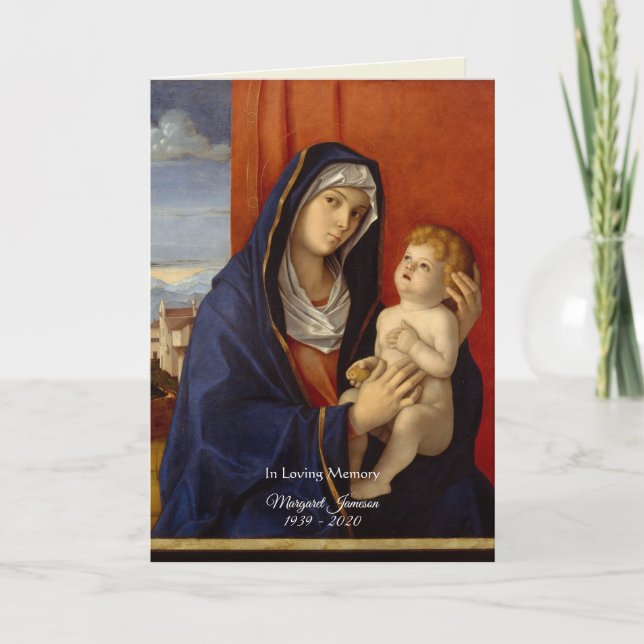 Carte Vierge catholique Marie Jésus funérailles (Devant)