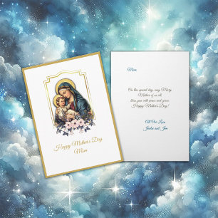 Carte Vierge colorée Marie avec bébé Jésus Fête des Mère