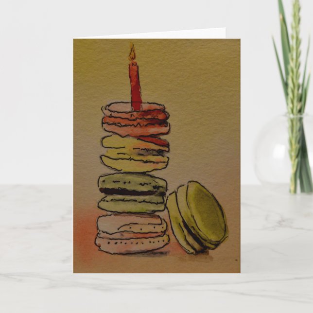 Carte vierge d'anniversaire de Macaron (Devant)