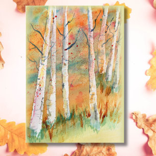Carte vierge d'Automne aux Peupliers Aquarelle