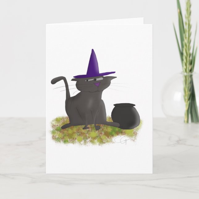 Carte vierge de chat de sorcière (Devant)