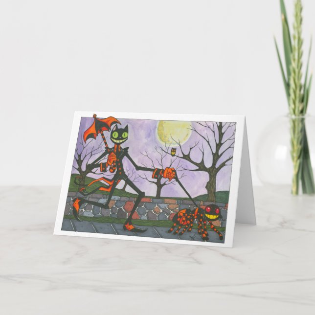 Carte vierge de chat et "de poche de Halloween" (Devant)