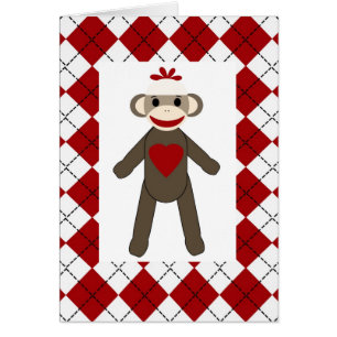 Carte vierge de chaussette d'amour à motifs de