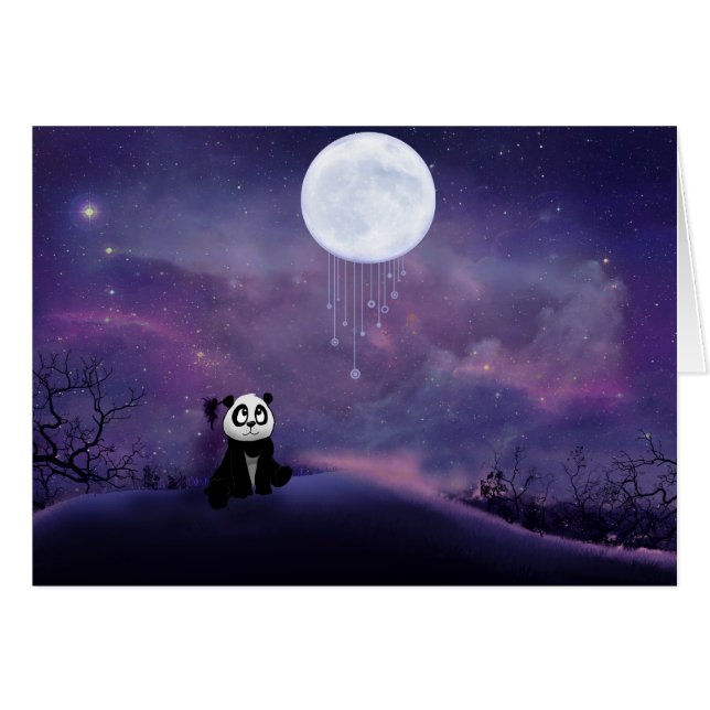 Carte vierge de lune de panda (Devant horizontal)