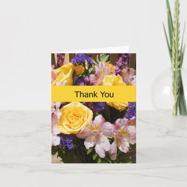 Carte vierge de note de Merci - fleurs lumineuses (Devant)