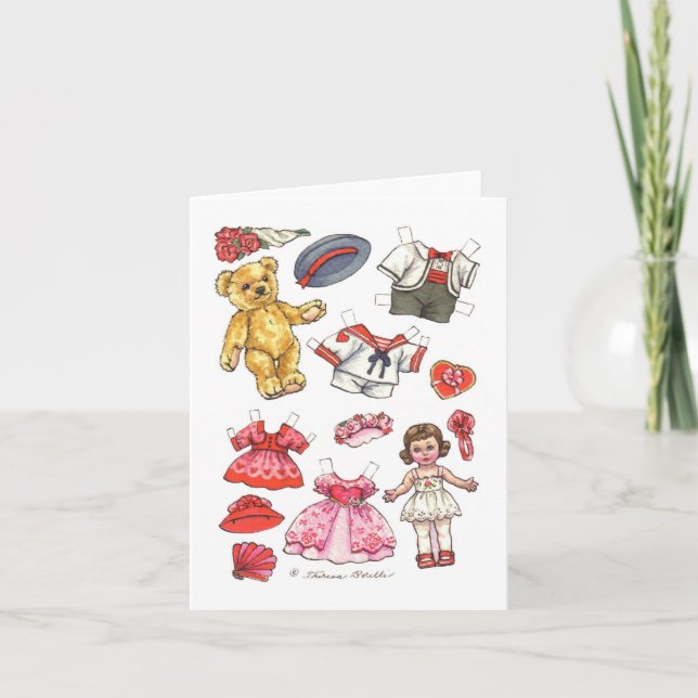 Carte vierge de note de poupée et de nounours (Devant)