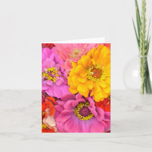 Carte vierge de note de Zinnias heureux