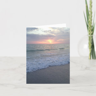 Carte vierge de plage de coucher du soleil de la