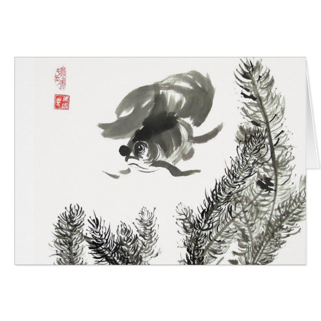 Carte vierge de poisson rouge de rose des vents (Devant horizontal)