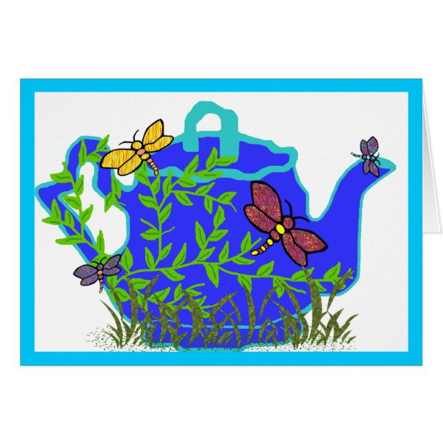 Carte vierge de théière de libellule (Devant horizontal)