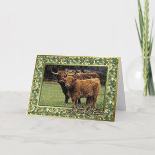 Carte vierge des montagnes de Noël de vache et de