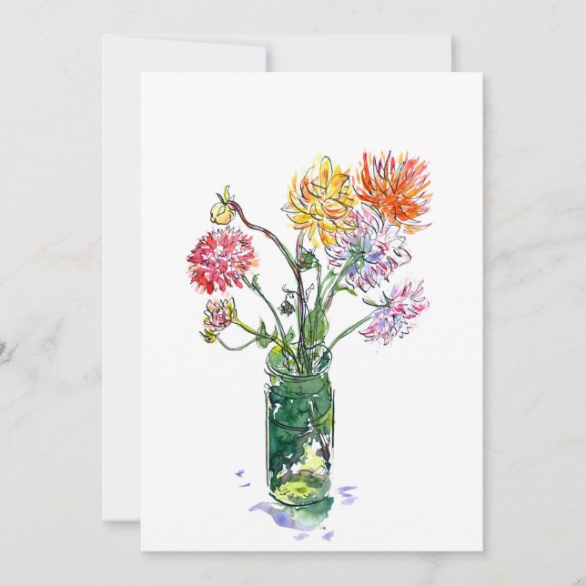 Carte vierge (fleurs de dahlia) (Devant)