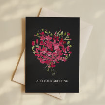 Carte vierge florale à cœur en aquarelle rose roma