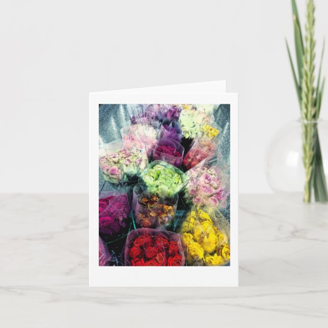 Carte vierge florale de bouquets roses de fleur (Devant)