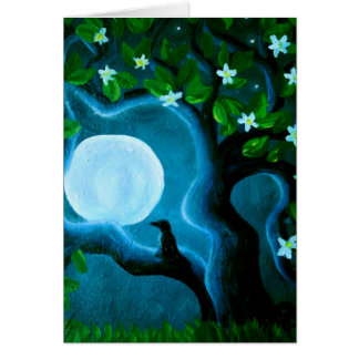 carte vierge, lune et arbre, art visuel de