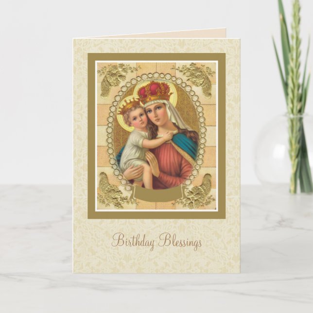 Carte Vierge Marie Anniversaire Occasion spéciale Cathol (Devant)