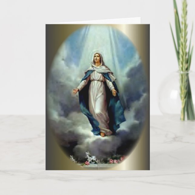 Carte Vierge Marie béni a laissé l'éclat léger sur elle (Devant)
