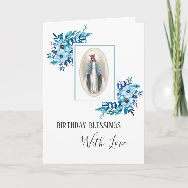 Carte Vierge Marie Dame de grâce Anniversaire Religieux (Devant)