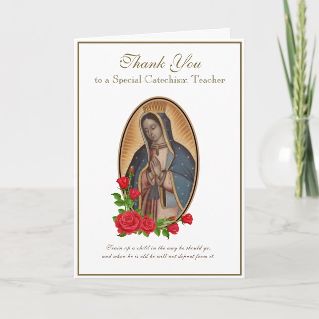 Carte Vierge Marie Enseignant Religieux CCD Prêtre Nonne (Devant)