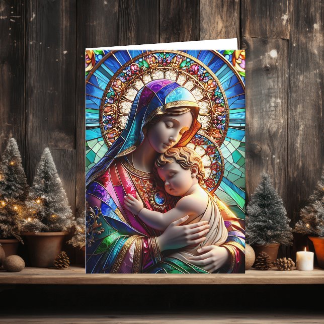 Carte Vierge Marie et bébé Jésus | Noël religieux (Créateur téléchargé)