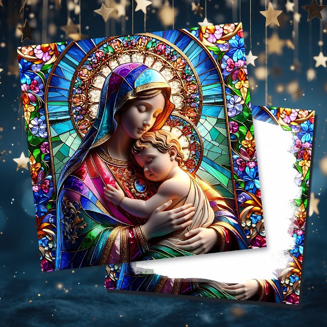 Carte Vierge Marie et bébé Jésus | Noël religieux (Créateur téléchargé)