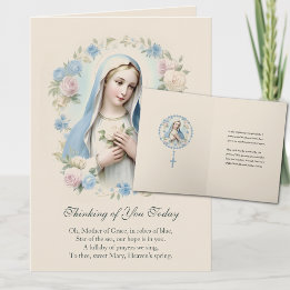Carte Vierge Marie Fleurs Pensée pour Vous Prière