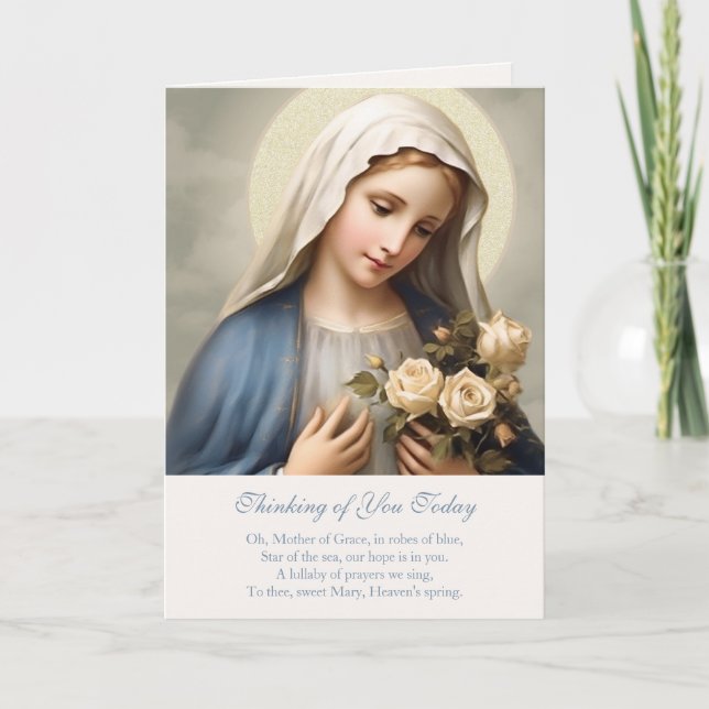 Carte Vierge Marie Floral Penser à votre prière (Devant)