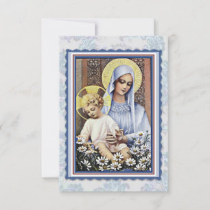Carte Vierge Marie Jésus jolie dame habillée en poème bl