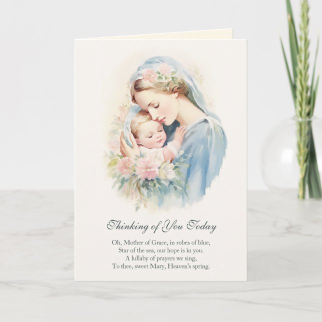 Carte Vierge Marie Jésus Penser à ta prière (Devant)