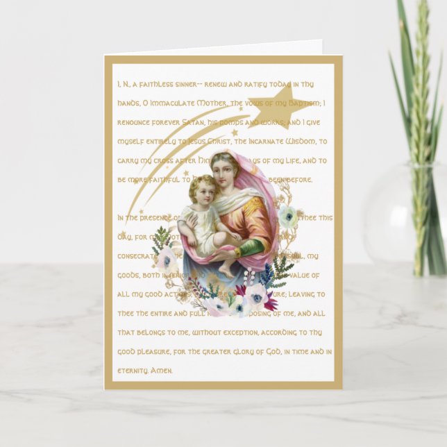 Carte Vierge Marie Jésus Prière de consécration Religieu (Devant)